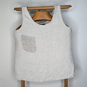 Marielena Beige Linen Tank Top / Vest Top